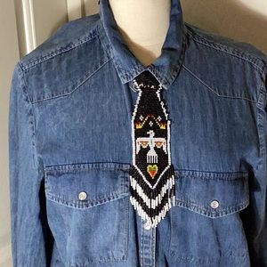Vintage Bead Tie with Native American Thunderbird.